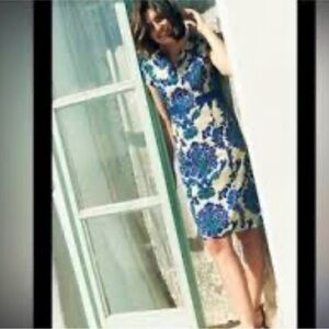 Boden Blue and Cream Floral Midi Dress